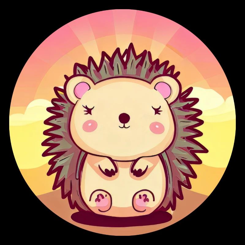 Cute hedgehog at sunset - paints style