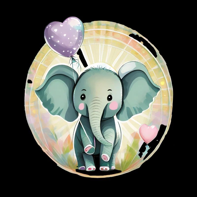 Baby Elefant mit Luftballon - Geschenkidee