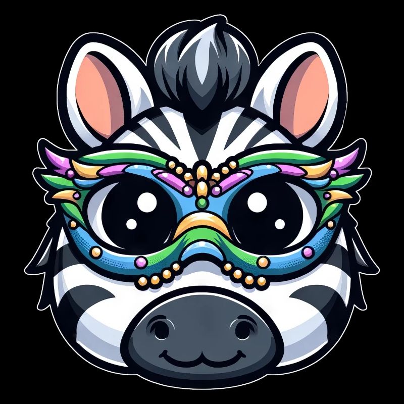 Mardi Gras Zebra: Masks and Pearls
