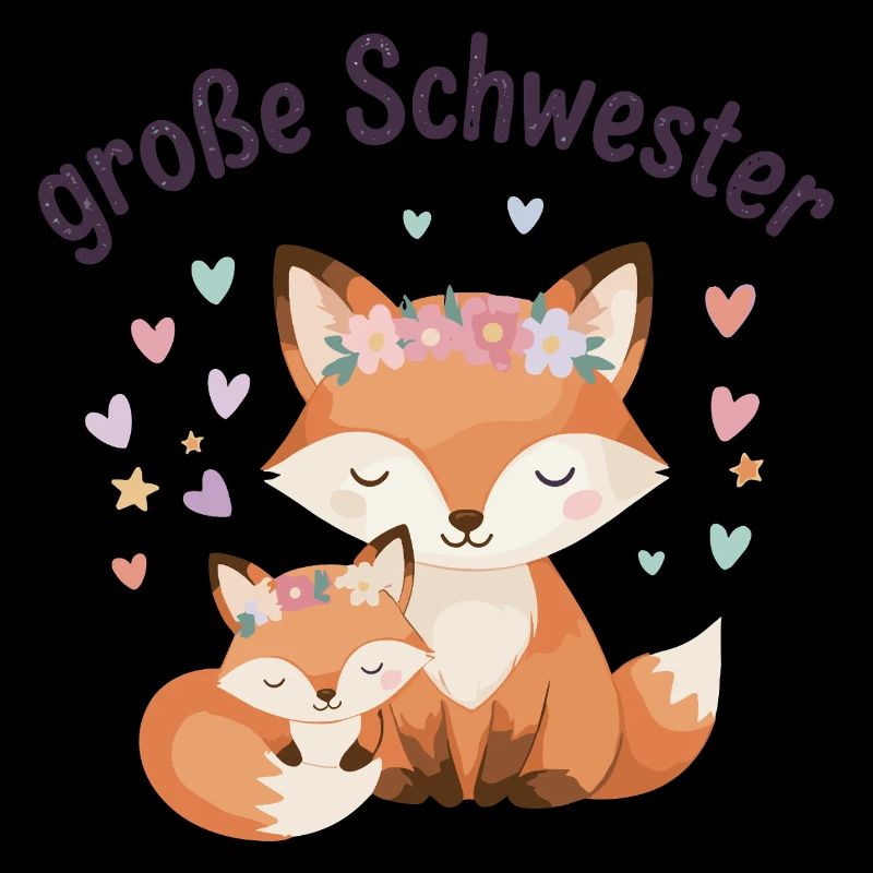 Große Schwester Fuchs mit Blumenkranz