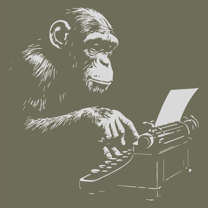 Chimp Typist Retro Print