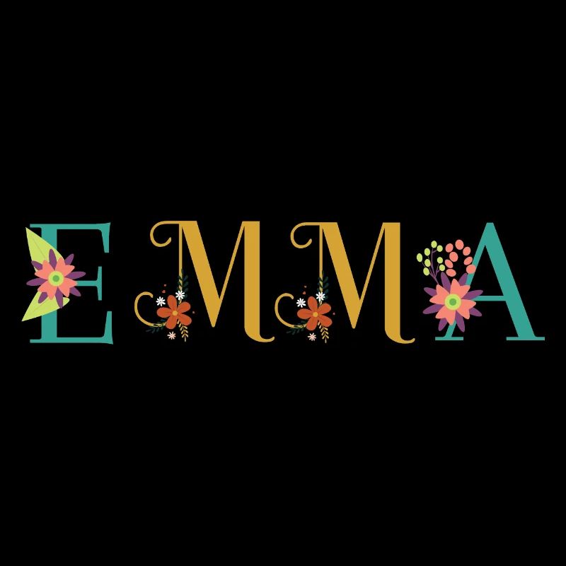 EMMA Name Art avec fleurs brodées