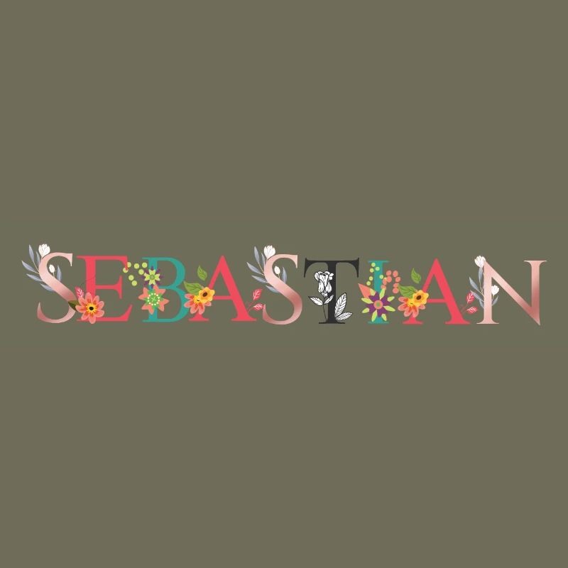 SEBASTIAN Art du nom avec fleurs brodées