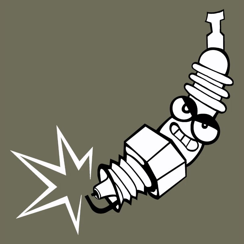 Spark plug comic with face