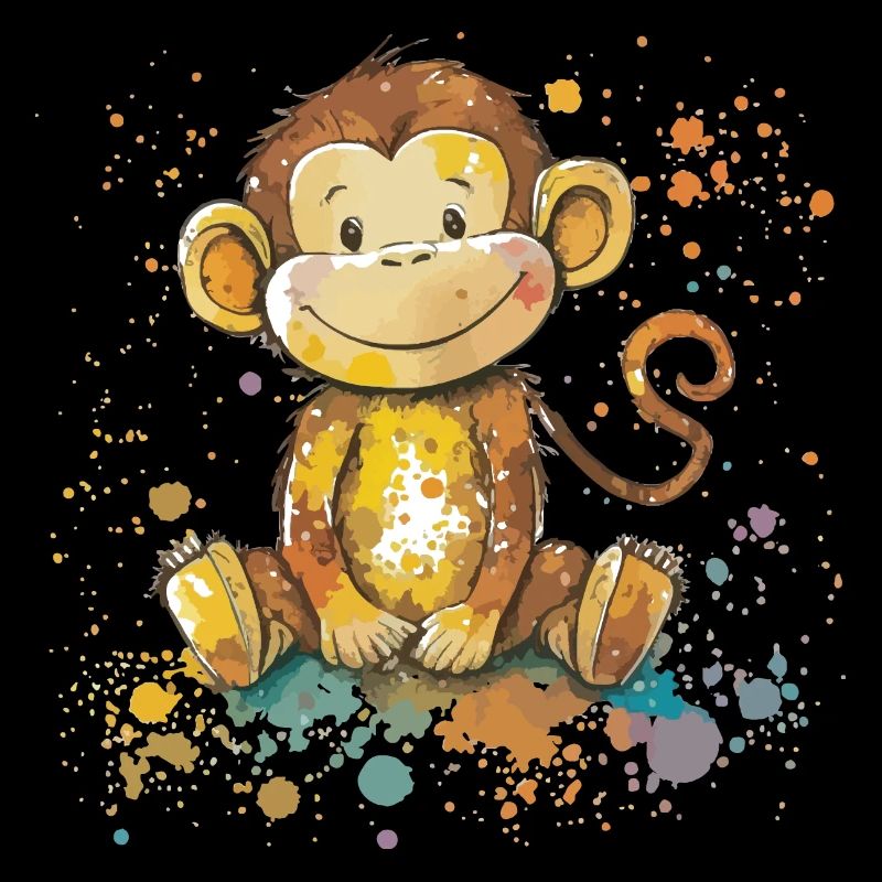 Illustration à l’aquarelle de singe ludique