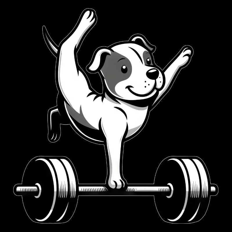 Pitbull Dog Dumbbell Workout Équilibre sur les mains