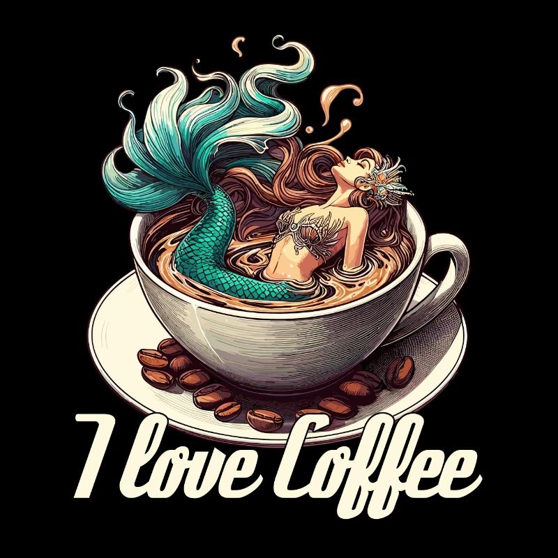 Ich liebe Kaffee Tasse Meerjungfrau Nixe Geschenk