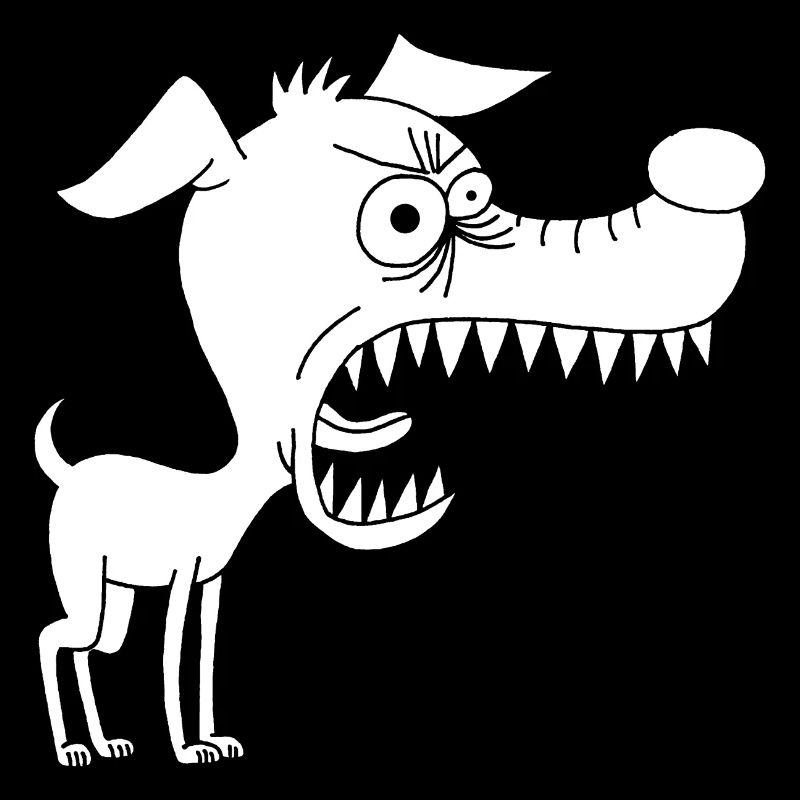 Petit chien blanc et grande gueule