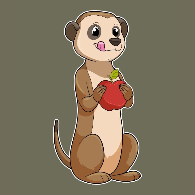 Erdmännchen mit Apfel