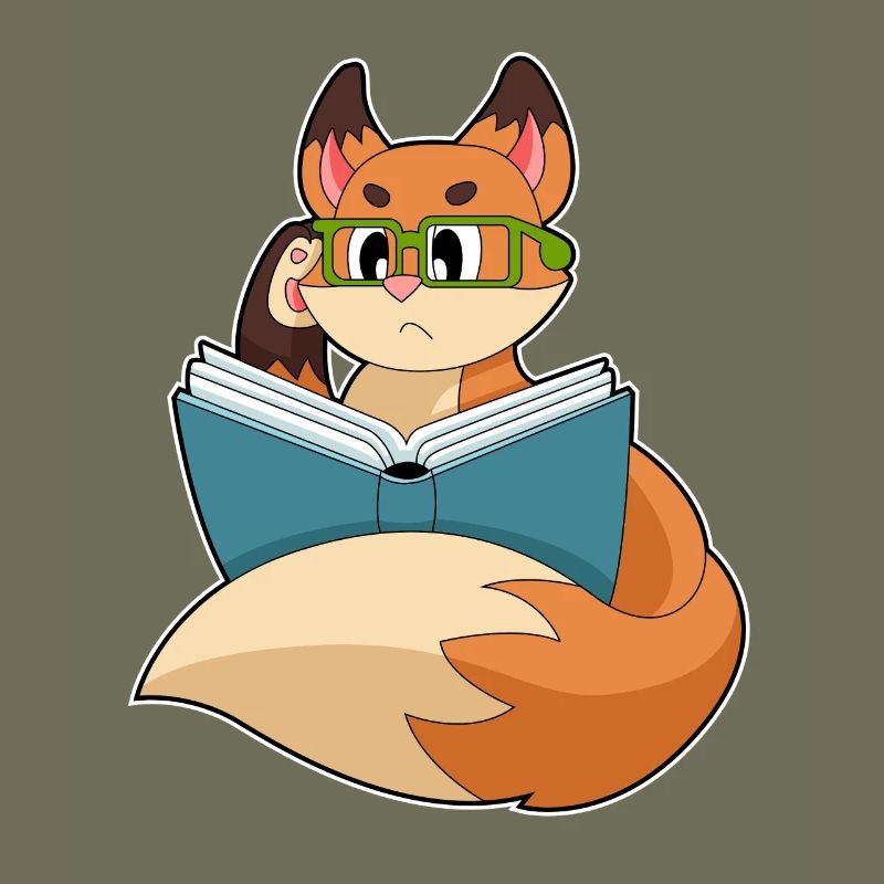 Fuchs als Nerd mit Buch & Brille