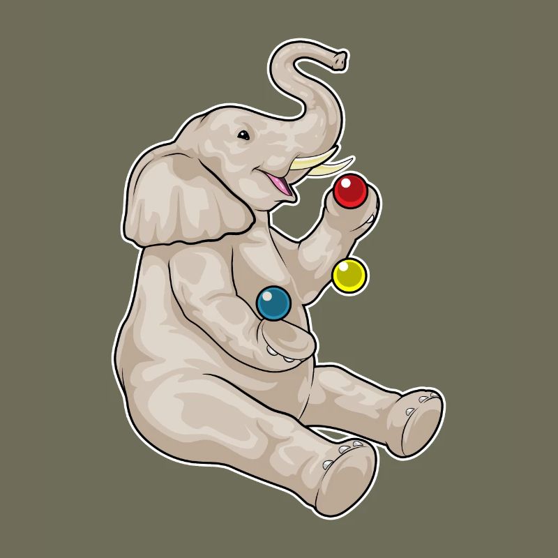 Elephant juggler juggling