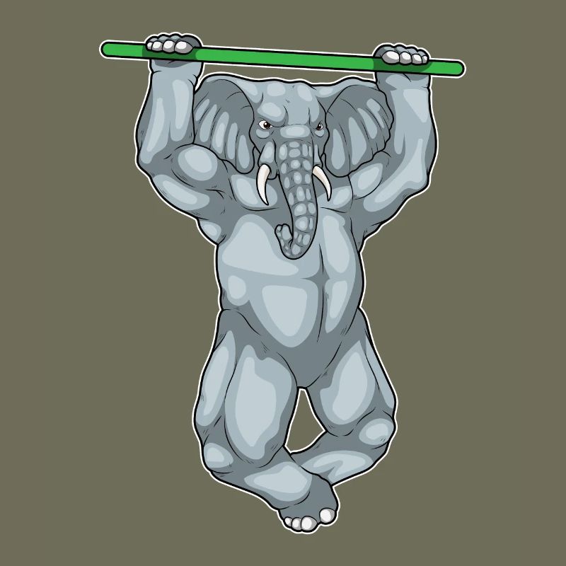 Elephant Bodybuilder Pull-Ups Bodybuilding