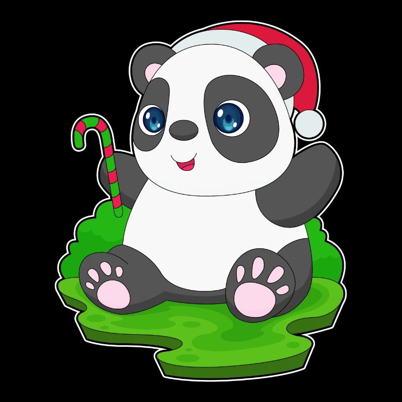 Panda Christmas Candy Cane