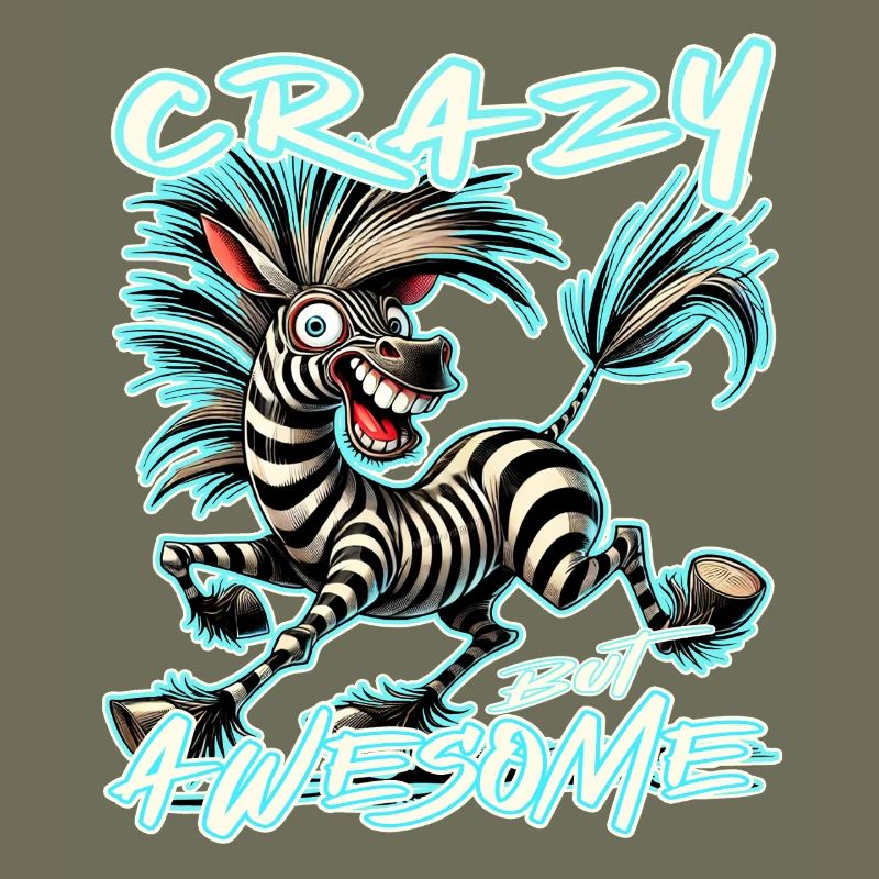 Crazy but Awesome Zebra Comic Style
