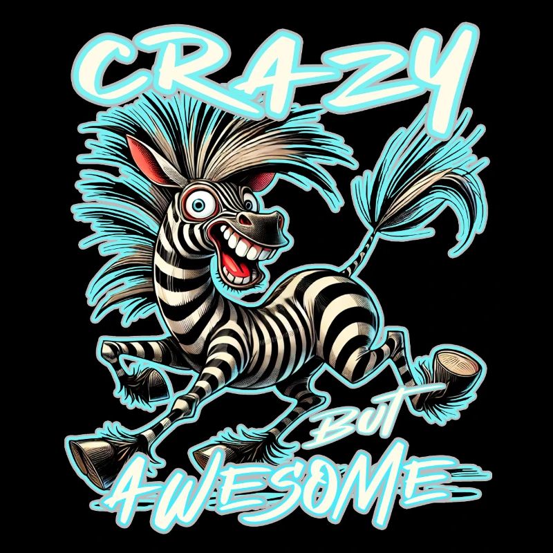 Crazy but Awesome Zebra Comic Style