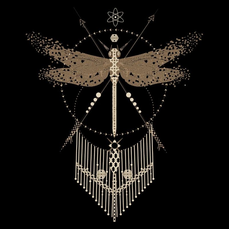 Filigree dragonfly in decorative line style