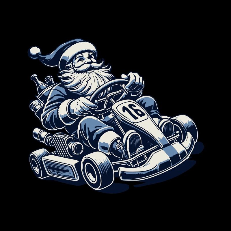 Weihnachtsmann Go-Kart Retro Stil