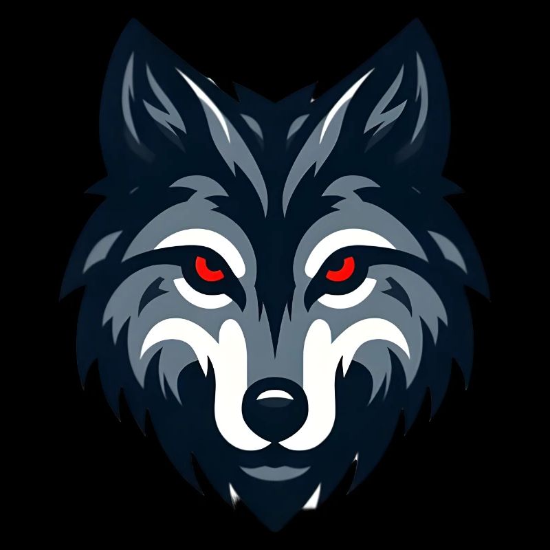 Angry red-eyed wolf