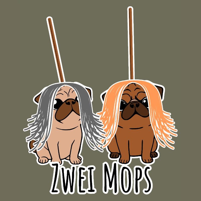 Zwei Mops - Hunde oder Putzgeräte? Hunde Humor?