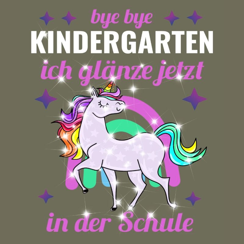 Bye Bye Kindergarten Glitzer Einhorn Einschulung