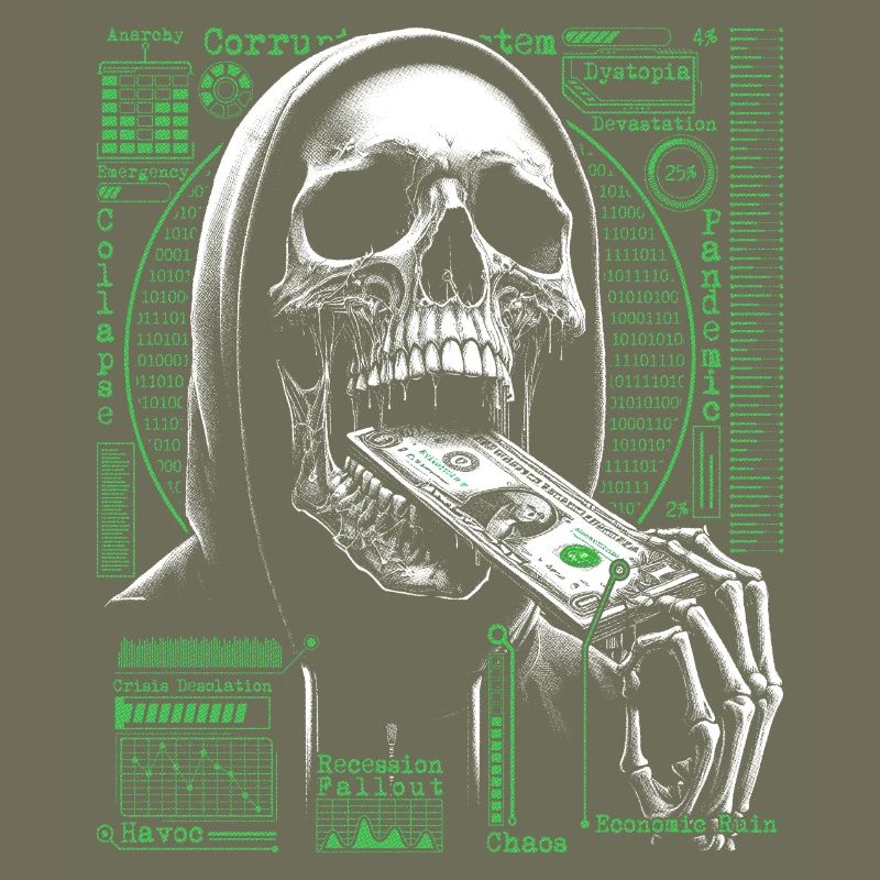 Hacker Skull Eating Dollar - Anarchy & Corruption