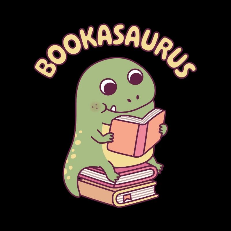 Cute T-rex Dinosaur Reading A Book Bookasaurus