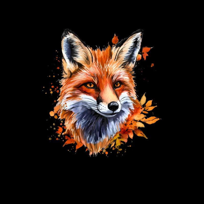 Renard aquarelle d’automne