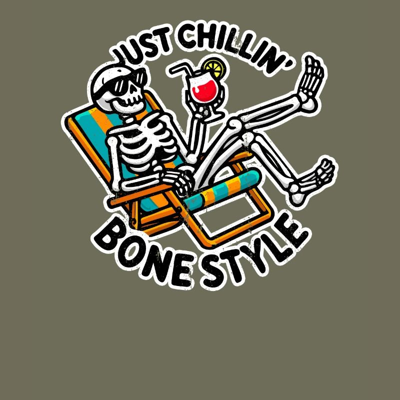 Just Chillin' Bone Style Happy Skeleton Dead Bones