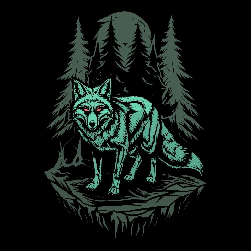 Mystischer Fuchs Im Dunklen Cottagecore Wald