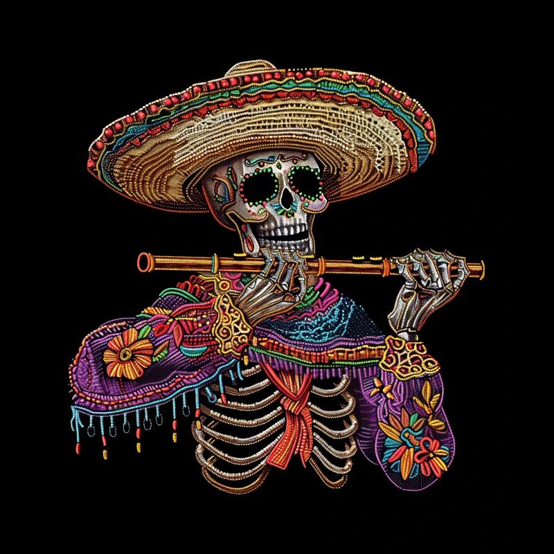 Flute Mexican Skeleton