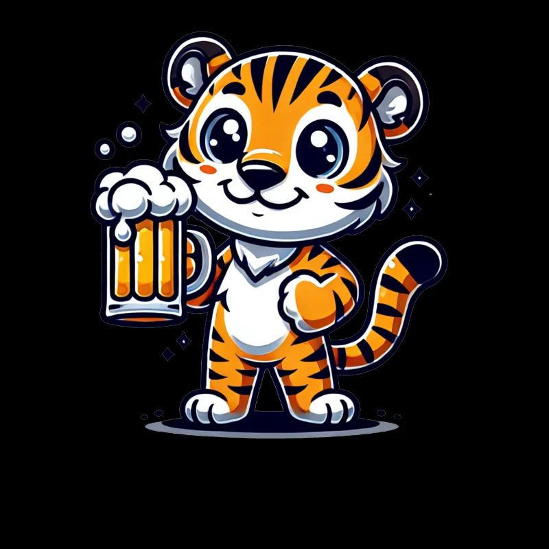 Cute Tiger Drinking Beer
