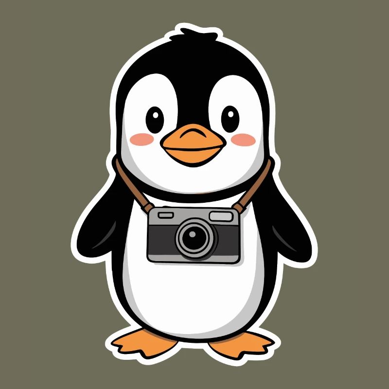 Pingouin mignon avec conception de caméra