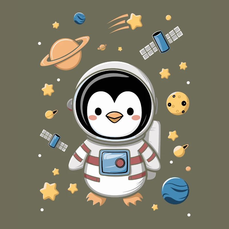 Astronaute d’aventure de pingouin de l’espace