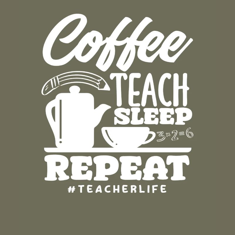 Enseignant de l’école primaire Café Enseigner Dormir Répéter