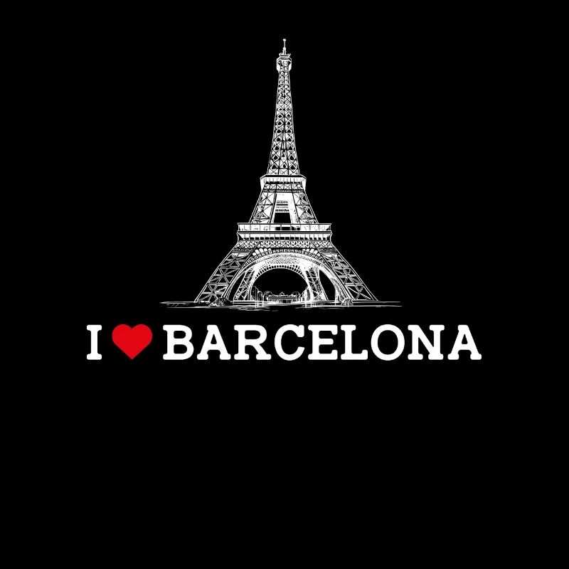 J’aime Barcelone Cool Tower Eiffel Coeur Drapeau Jeu de mots