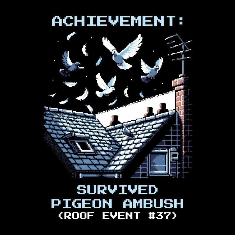 Schornsteinfeger Dach Tauben Angriff Retro Pixel