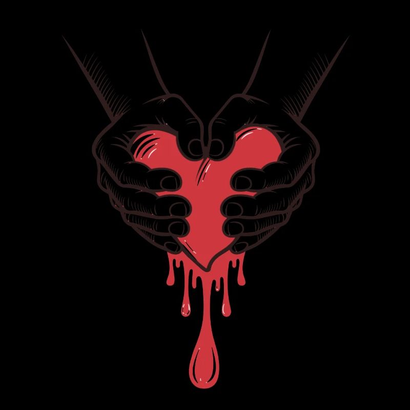 Hands Holding Bleeding Heart Illustration