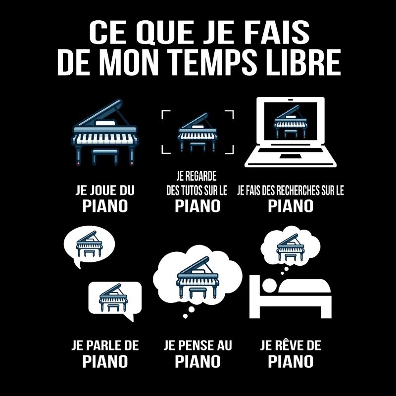 Ce que je fais de mon temps libre – T-shirt piano