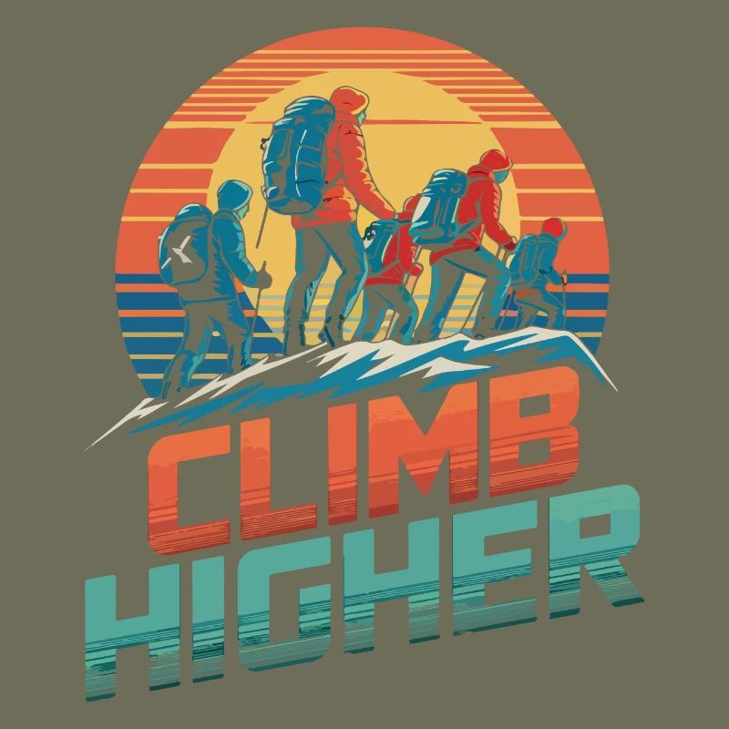 Erklimmen Sie höhere Retro-Wanderer