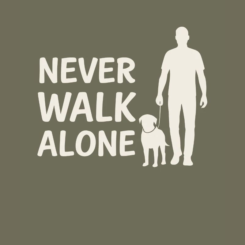 Never Walk Alone – Mann mit Hund Silhouette