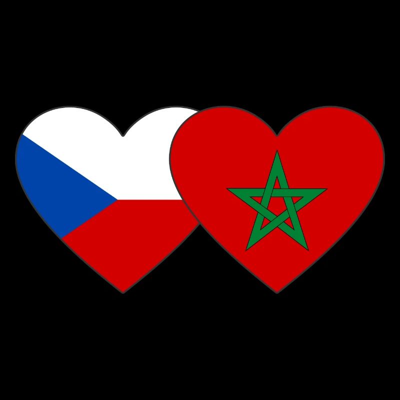 Czech Republic Morocco Flag Heart