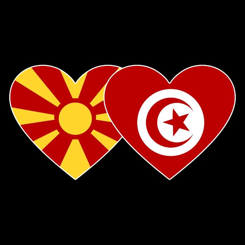 Macédoine Tunisie Drapeau Coeur