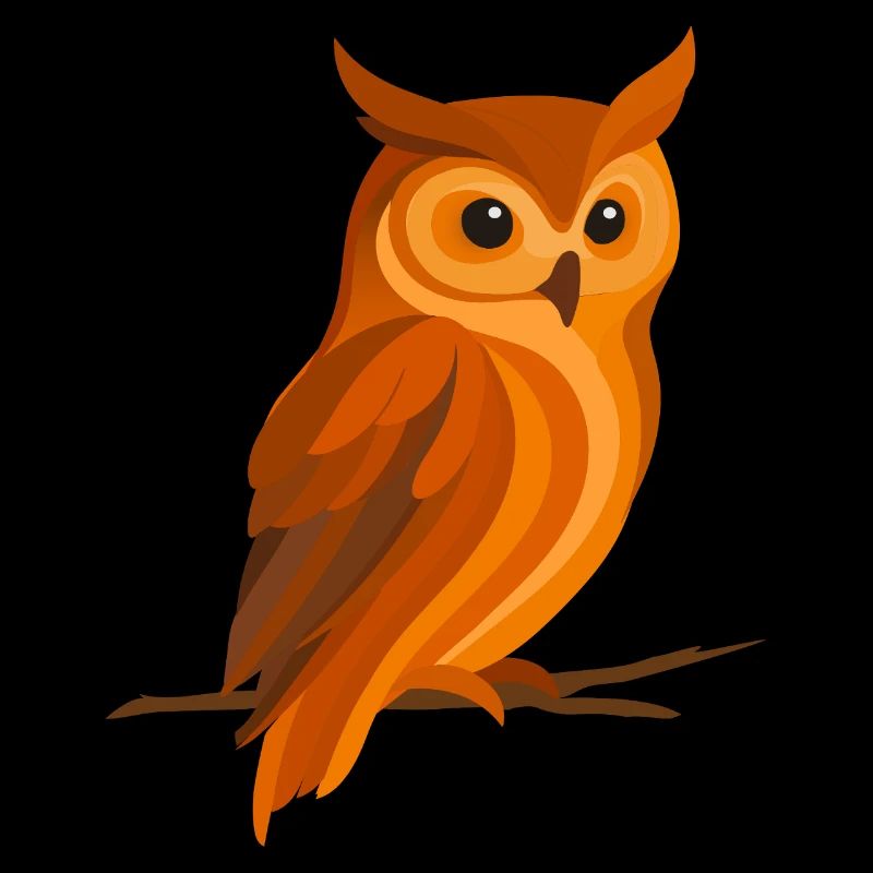 Hibou dans les tons orangés – oiseau forestier expressif