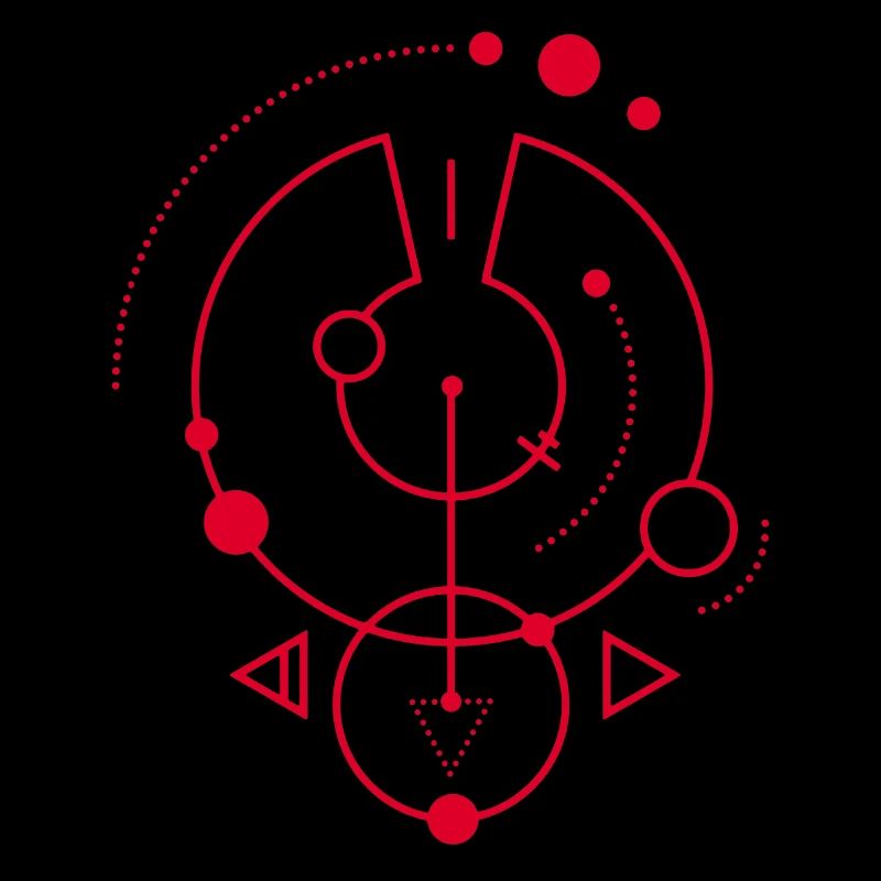 Red geometric symbol