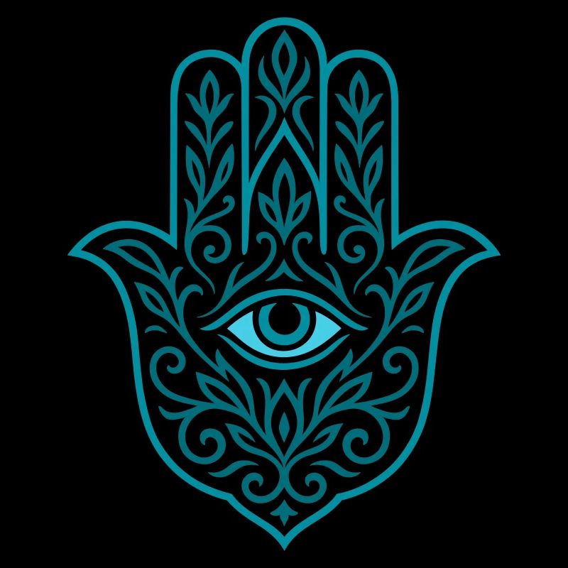 Mystical Hamsa Hand with Eye and Ornaments