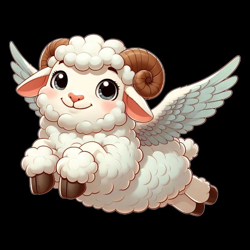 White lamb as angel with wings