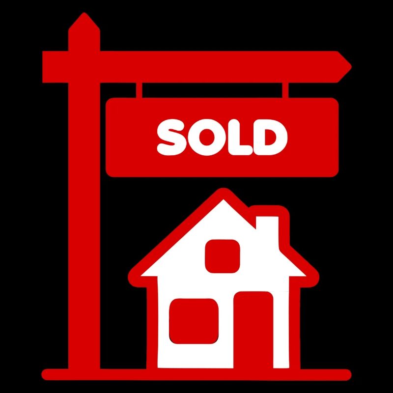 Rotes Logoschild mit verkauftem
