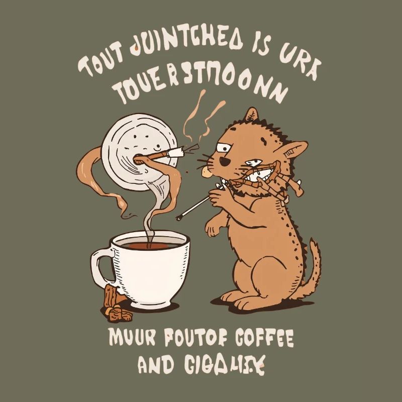 Coffee Cat Smoking Cigarette Design Coffee Lover