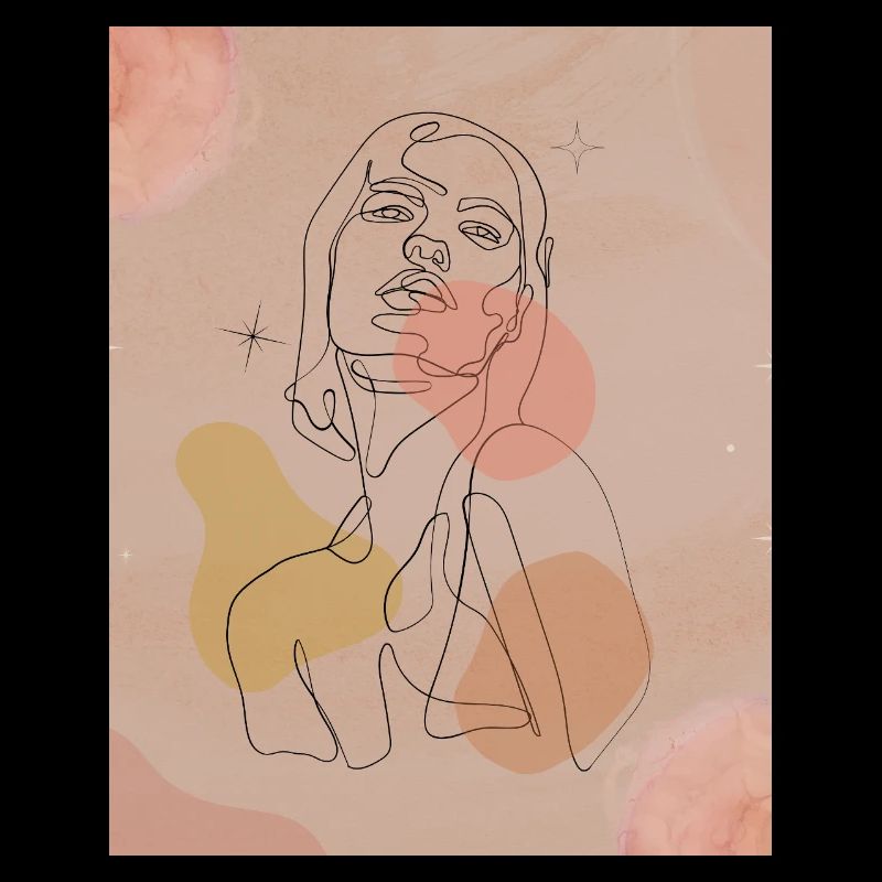 Line portrait with pastel spots
