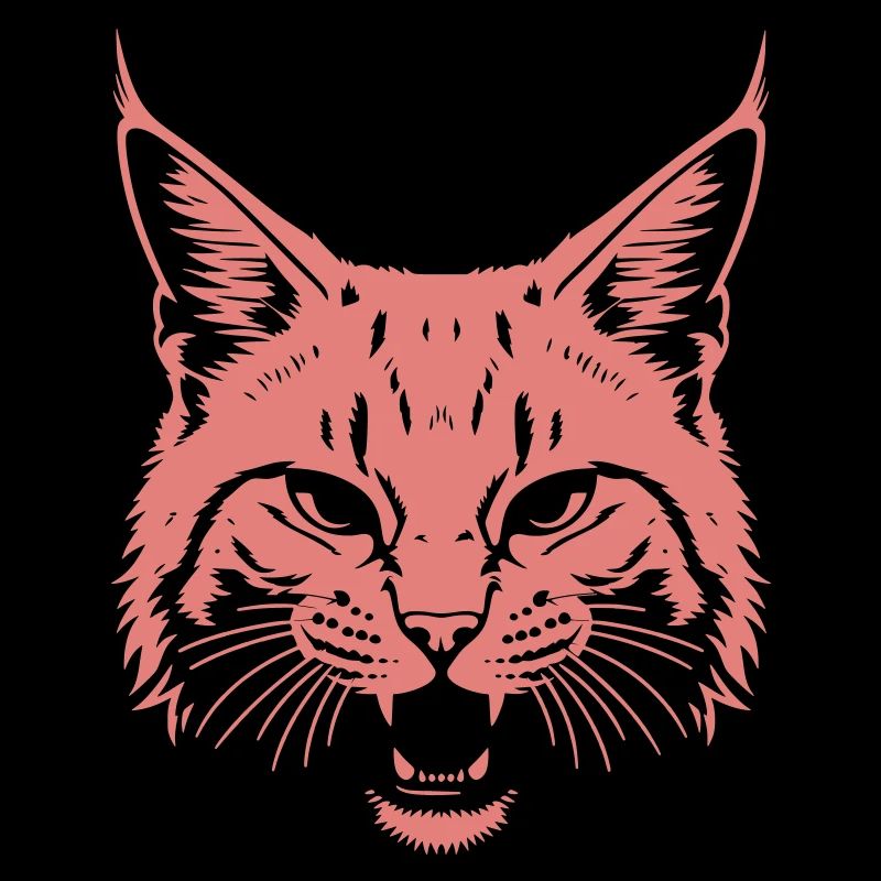 Hissing Cat – Wildcat Head Black & White